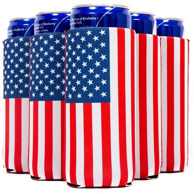 12 Oz. Full-Color US Flag Slim Seltzer Coolie